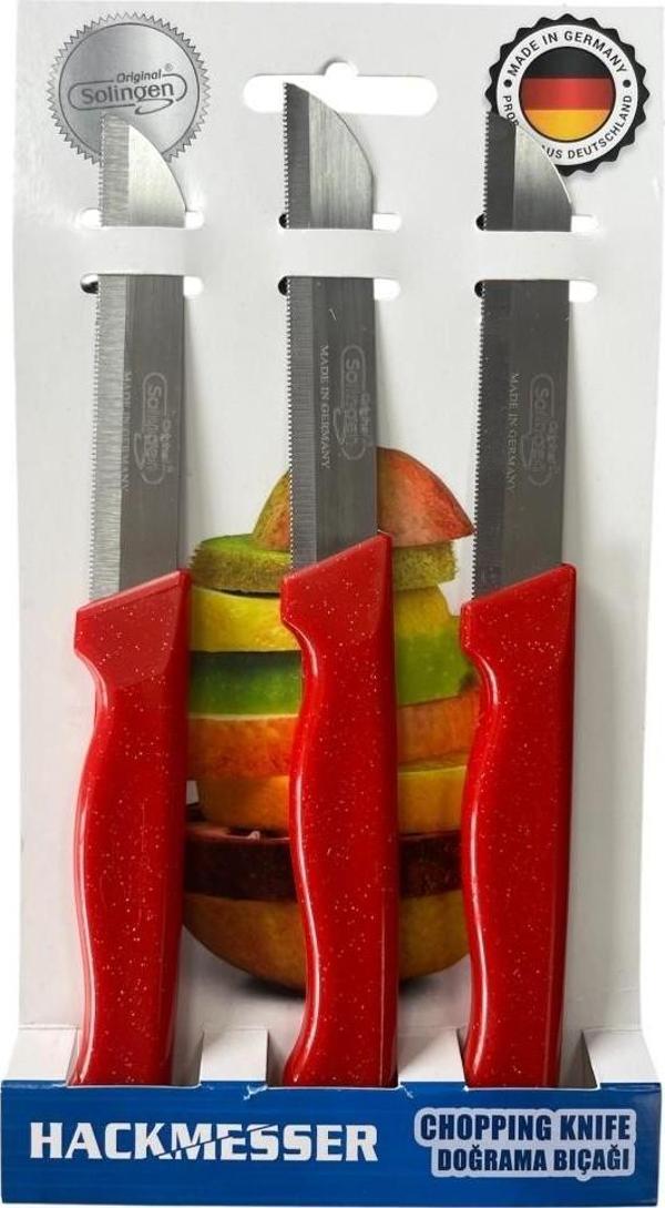 K4 Meyve Sebze Bıçağı Tırtıklı  Solingen Kırmızı - Image 1