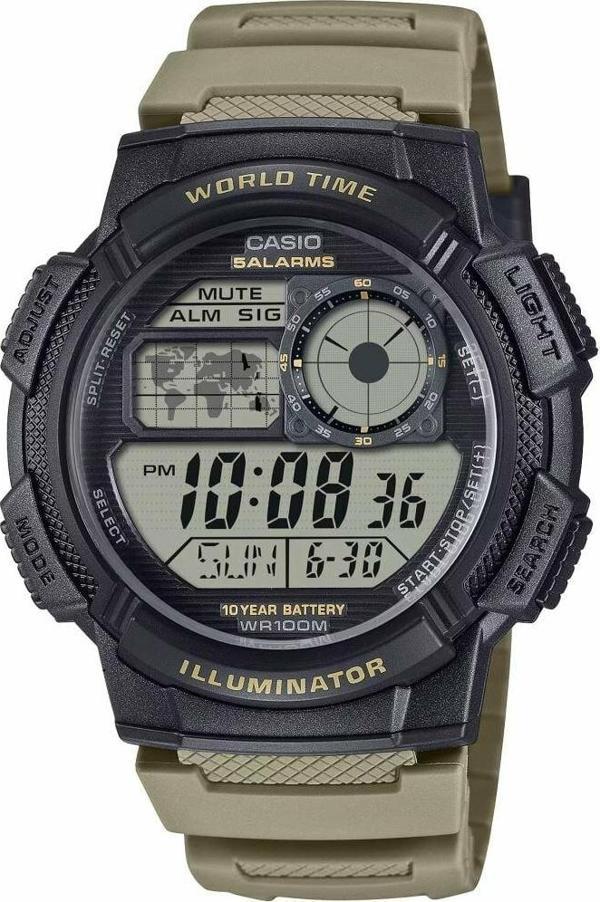 Casio AE-1000W-5AVDF Quartz Dijital Silikon Kahverengi 10 ATM 45 mm Erkek Kol Saati - Image 1