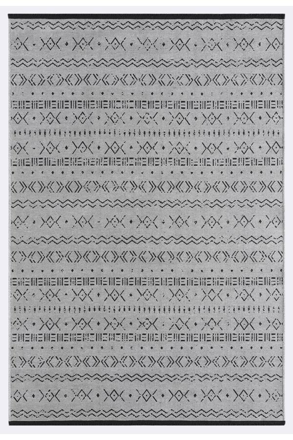 Gaia Gri Halı Yıkanabilir Kaymaz Taban Şönil Kilim Dokuma Pamuk Taban Kilim 10335 - Image 1