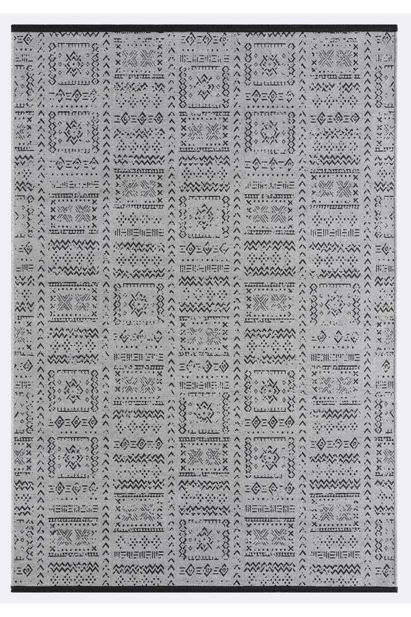 Gaia Gri Halı Yıkanabilir Kaymaz Taban Şönil Kilim Dokuma Pamuk Taban Kilim 10336 - Image 1