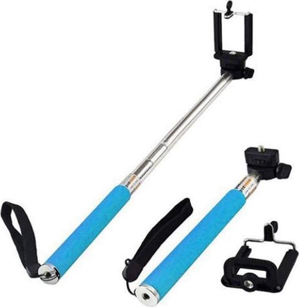 Monopod Bluetooth Uzaktan Kumandalı Selfie Çubuğu - Mavi - Image 1
