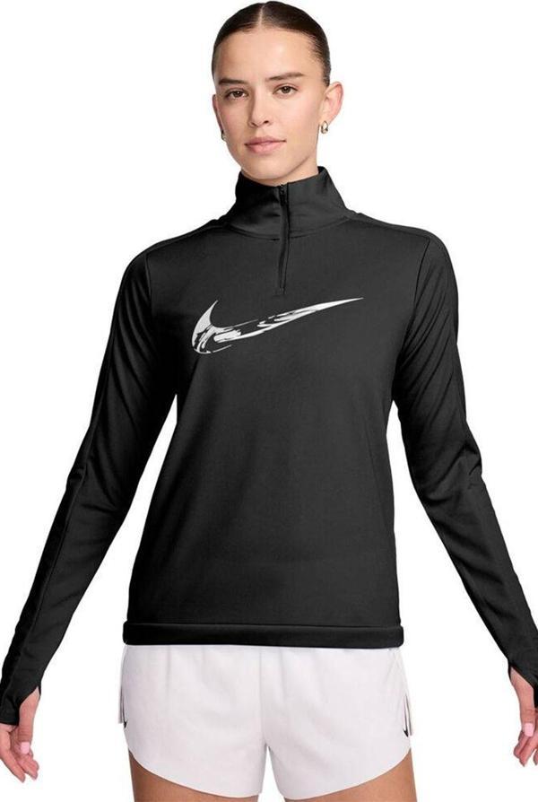 Nike Dri Fit Big Swoosh 1/4 Zip Training Runnig Sweatshirt Koşu Antrenman üstü Siyah - Image 1