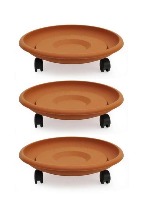 Omnipazar SO-TT03 Tekerlekli Saksı Tabağı No 3 Kiremit 3 Adet - Image 1