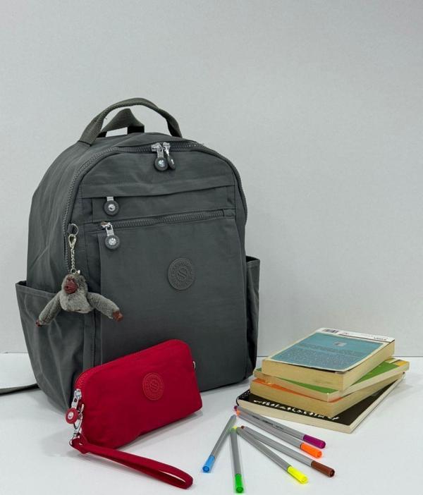 Unisex Suya Dayanıklı Krinkıl Kumaş Laptop Bölmeli Sırt Çantası Ve Askılı Kalemlik - Image 1