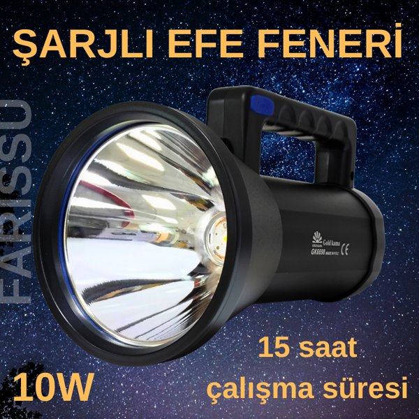 GK6698 | Uzun Mesafe Güçlü LED El Projektörü | 15 Saat Kesintisiz Aydınlatma - Image 1