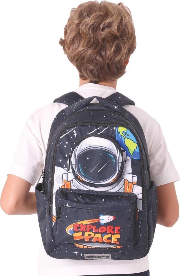 Elatae Su Geçirmez Kumaş Erkek Çocuk Çok Gözlü Ortopedik Sırt Okul Çantası L5253 - Image 1