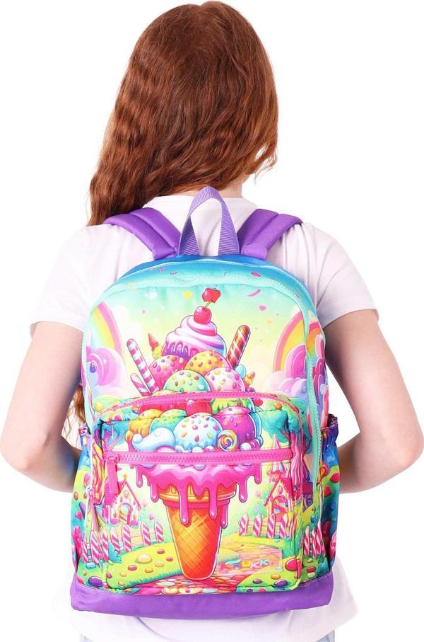 Elatae Su Geçirmez Kumaş Kız Çocuk Çok Gözlü Ortopedik Sırt Okul Çantası L5251 - Image 1