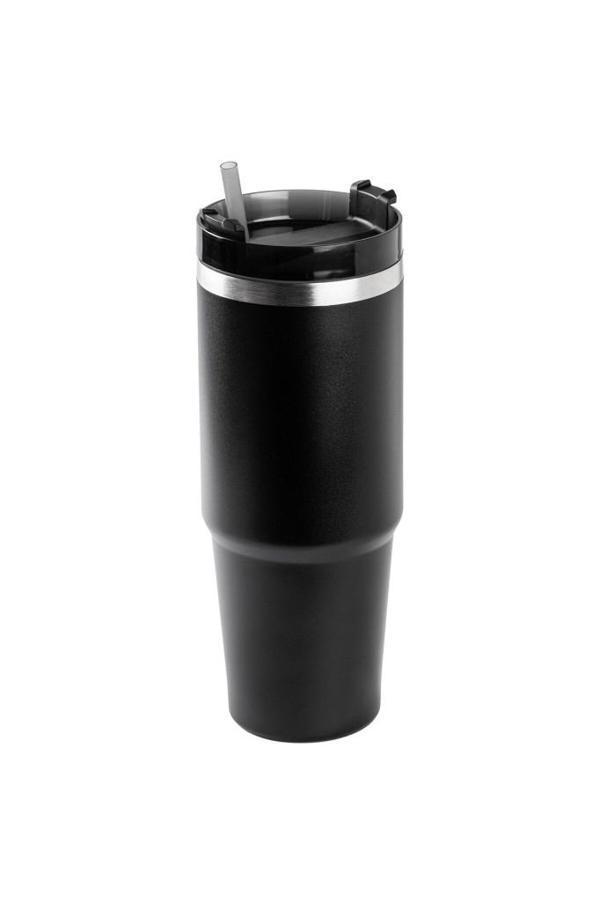 PABLO SİYAH PASLANMAZ ÇELİK PİPETLİ TERMOS BARDAK 890ML - Image 1