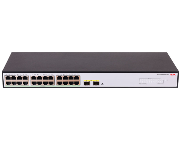 H3C S1600V2-26P-HPWR, 24 Port, GigaBit, PoE 370W, L2, 2 Port GigaBit SFP, Web Yönetilebilir, Masaüstü Switch - Image 1