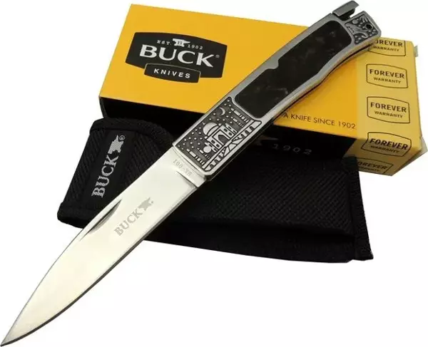 Buck Knives BK-001BRV Kamp Çakı 23 cm - Metal; Kauçuk İşlemeli Sap, Kılıflı - Image 1