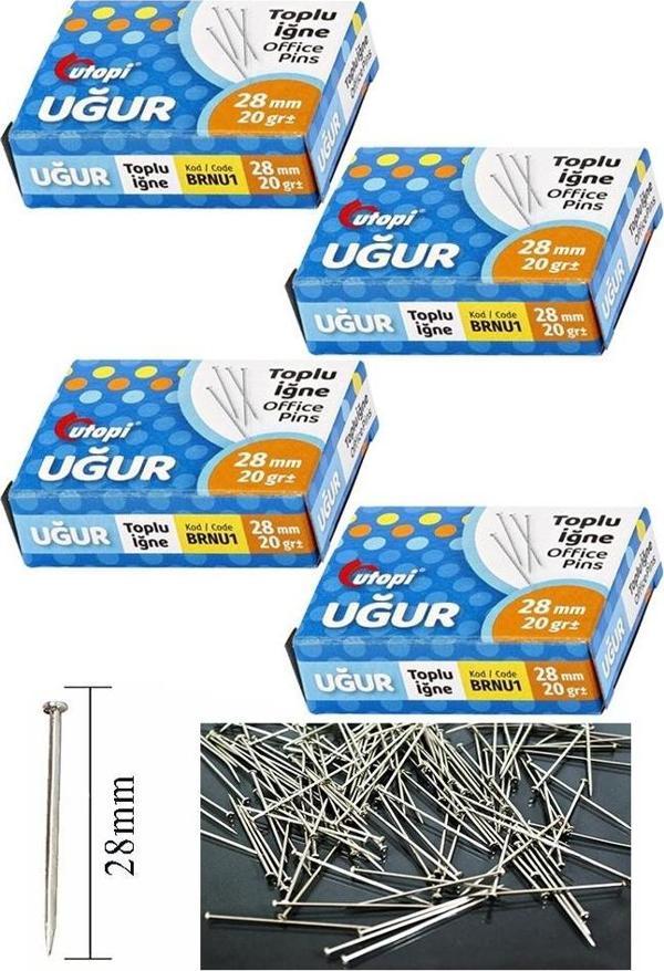 Toplu İğne 20 gr 28 mm 4 Paket Yaklaşık 600 Adet Nikel Kaplı Toplu İğne Düğün Nişan Takı İğnesi Okul Ofis Büro - Image 1
