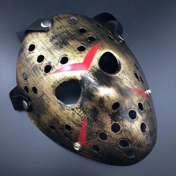 NessiWorld Bakır Renk Kırmızı Çizgili Tam Yüz Hokey Jason Maskesi Hannibal Maskesi - Image 1