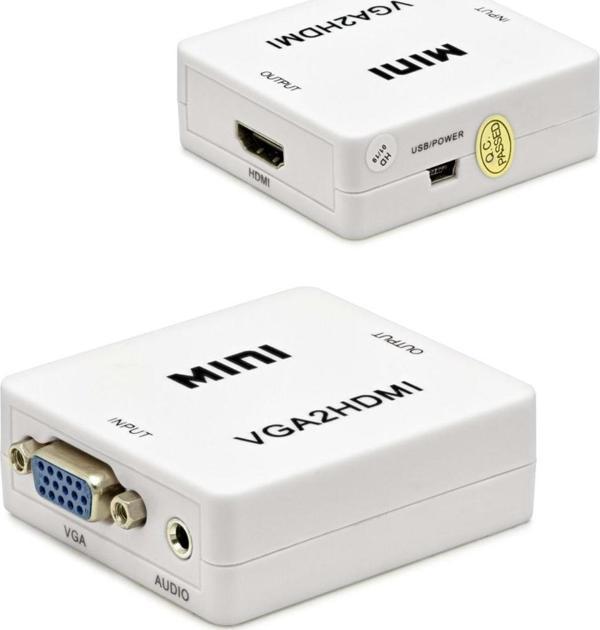 Büro Ev Ofis Network Dönüştürücü için Beyaz 1080P Full Hd Vga To Hdmı Çevirici - Image 1