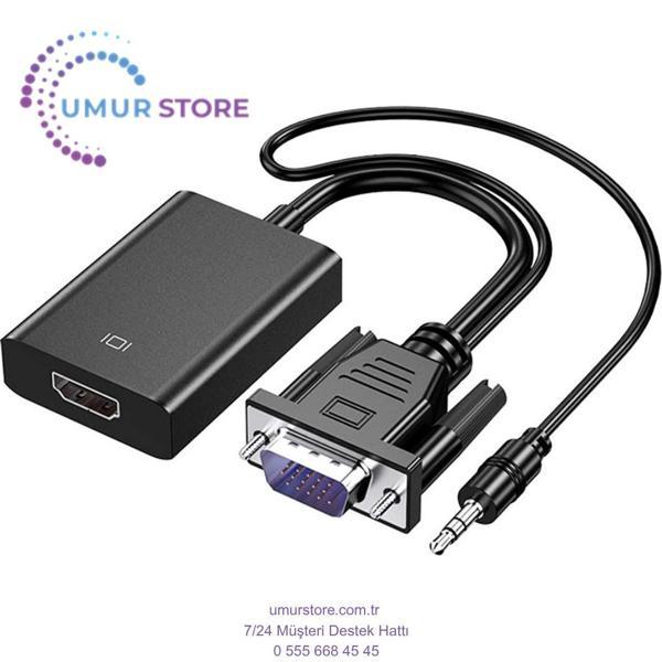 VGA HDMI Aktif Dönüştürücü VGA To HDMI Kablolu VGA Erkek HDMI Dişi VGA In HDMI Out Converter - Image 1