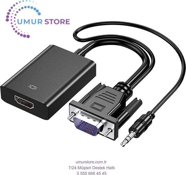 VGA HDMI Aktif Dönüştürücü VGA To HDMI Kablolu VGA Erkek HDMI Dişi VGA In HDMI Out Converter - Image 1