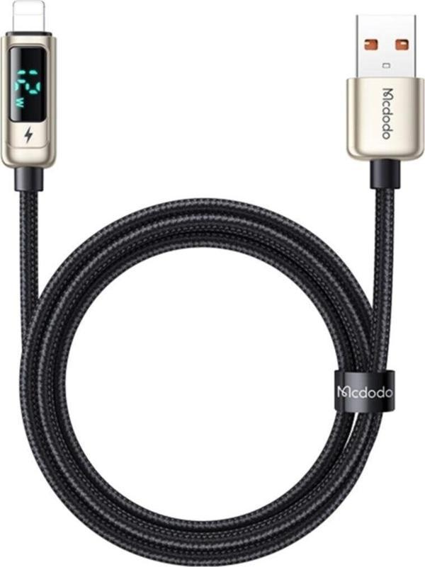 Mcdodo Ca-9940 Dijital Ekranlı Lightning Data-şarj Kablosu 1.2m 3a-siyah - Image 1