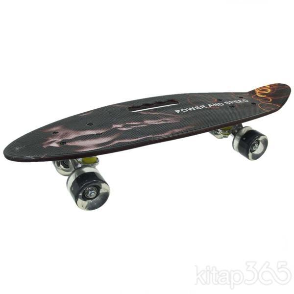885 Desenli Orta Boy Işıklı Kaykay 60 cm - Image 1