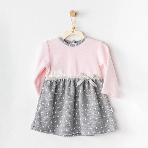 Meow Bebek Elbise Takım Pink Grey - Image 1