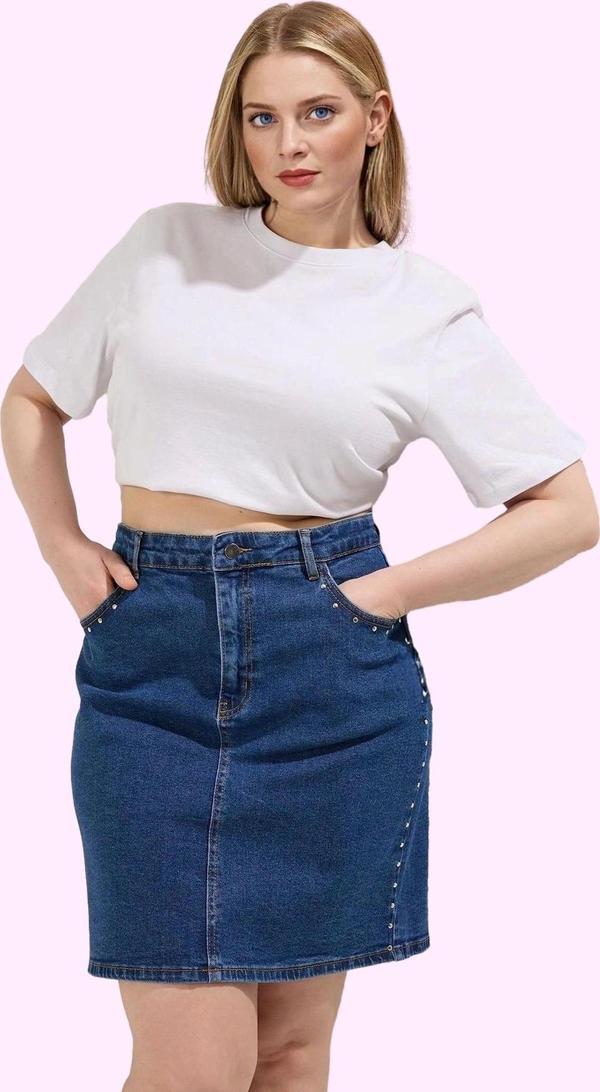 Kadın Denim Mini Etek Yüksek Bel A line 99 Pamuk Günlük Stil Hafta Sonu Yaz Aylarının Vazgeçilmezi - Image 1