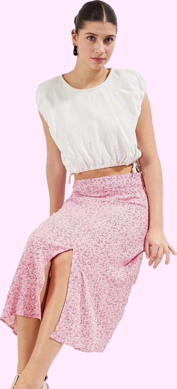 Kadın Çiçek Desenli Midi Etek Yüksek Bel A line Kesim Viskoz Günlük Stil Dayanıklı Malzeme - Image 1