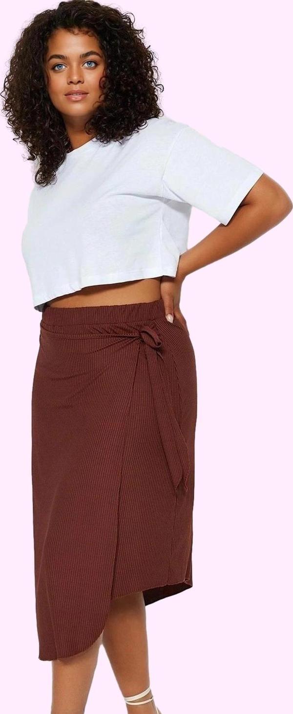 Kadın Midi Boy Yüksek Bel Sarong Etek Örme Kumaş Günlük Kombinler Yaz Aylarının Vazgeçilmezi - Image 1