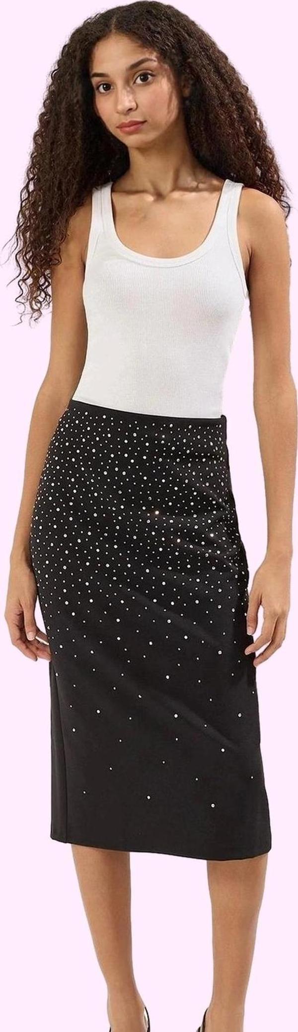 Kadın Midi Boy Taş Baskılı Dokuma Etek Şık Gece Kombinleri Günlük Kullanım Kaliteli Malzeme - Image 1