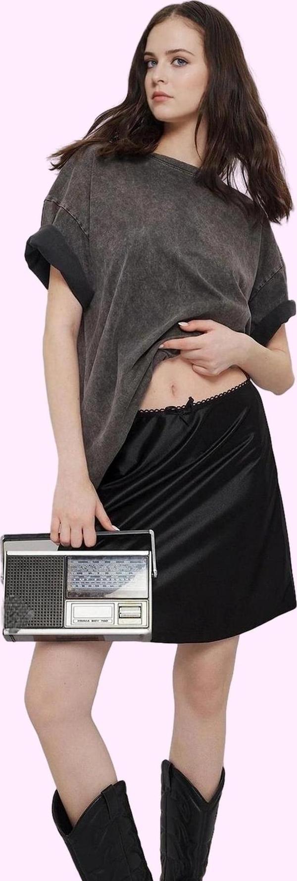 Kadın Mini A line Saten Etek Renk Normal Bel Astarsız Yazlık Günlük Kullanım Modern Tasarım - Image 1