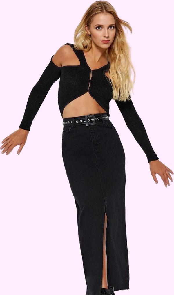 Kadın Maxi Denim Etek A line Kalıp Pamuklu Günlük Kullanım Hafta Sonu Yaz Aylarının Vazgeçilmezi - Image 1