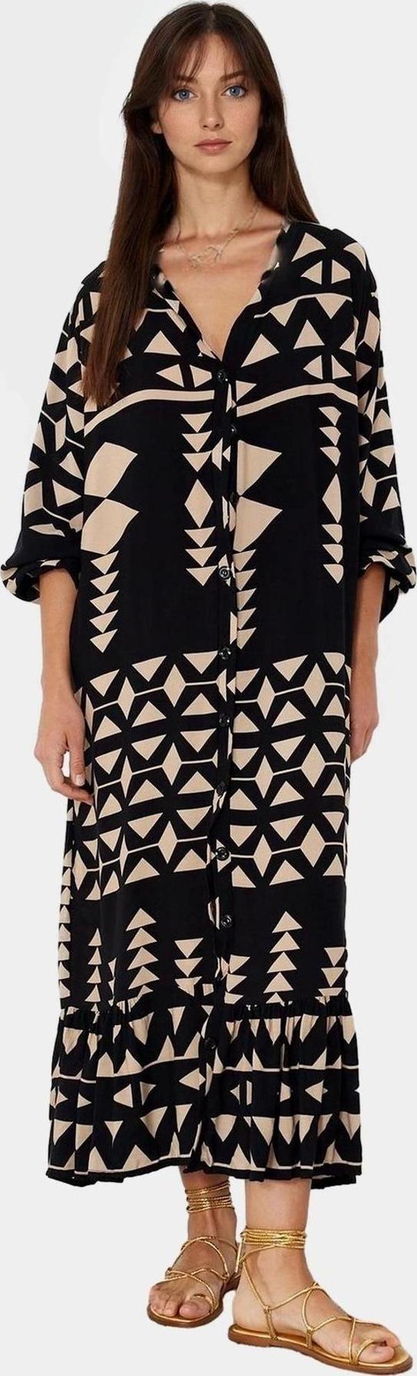 Yazlık Desenli Midi Elbise Shally Dokuma  Polyester Rahat Günlük Premium Kalite - Image 1