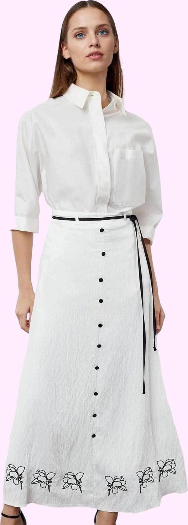 Kadın A line Maxi Etek Nakışlı Kemerli Dokuma Crinkle Günlük Hafta Sonu Yaz Aylarının Vazgeçilmezi - Image 1