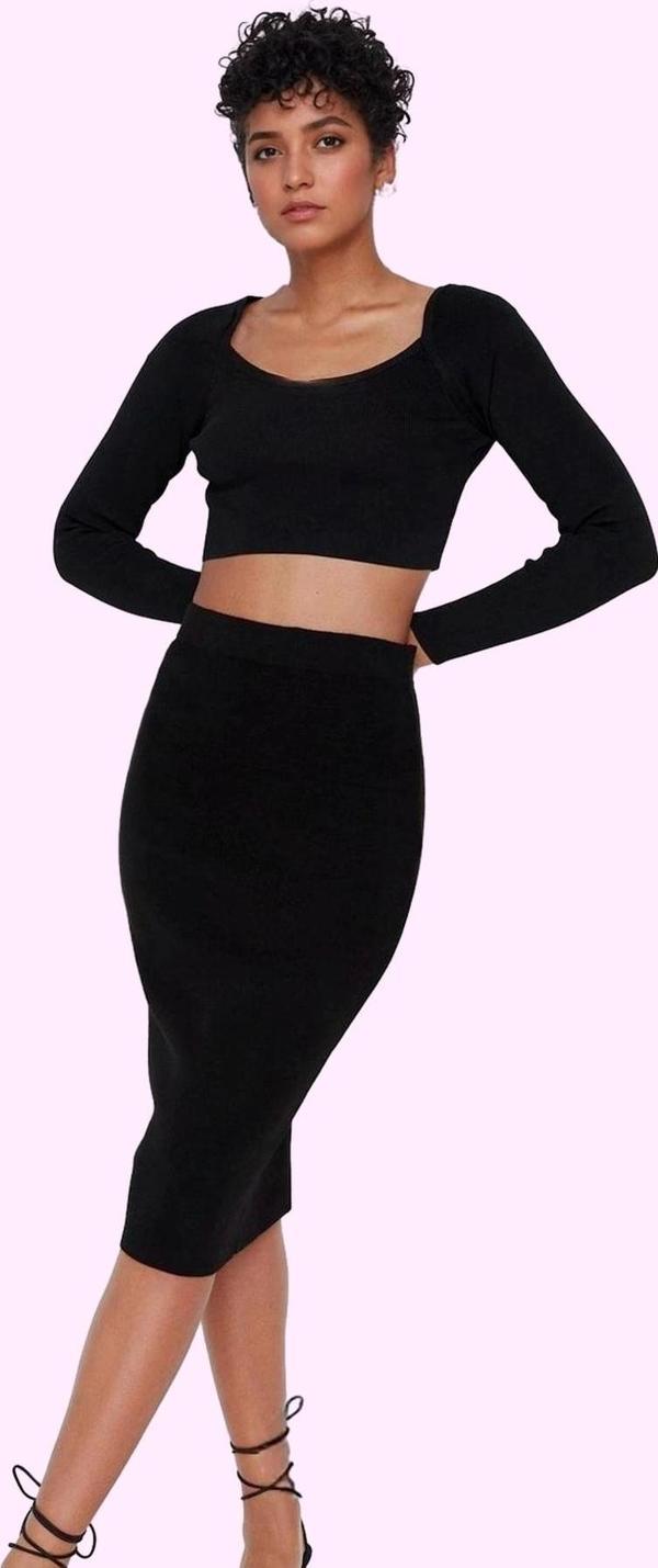 Kadın Kalem Triko Etek Kemerli Normal Bel Midi Boy Günlük Şıklık Yaz Aylarının Vazgeçilmezi - Image 1