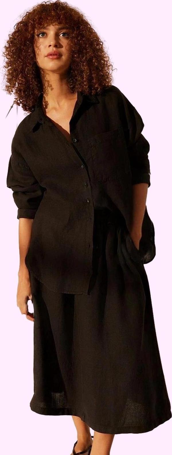 Kadın Midi Boy Keten Etek Düz Desen Günlük Ve Şık Kombinler Hafta Sonu Yaz Aylarının Vazgeçilmezi - Image 1