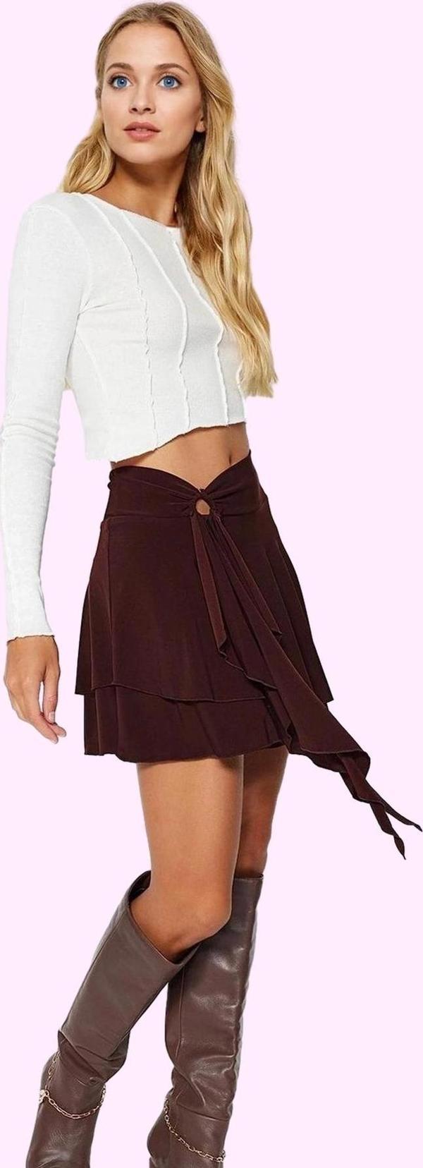 Kadın Mini A line Örme Etek Yüksek Bel Casual Günlük Hafta Sonu Yaz Aylarının Vazgeçilmezi - Image 1