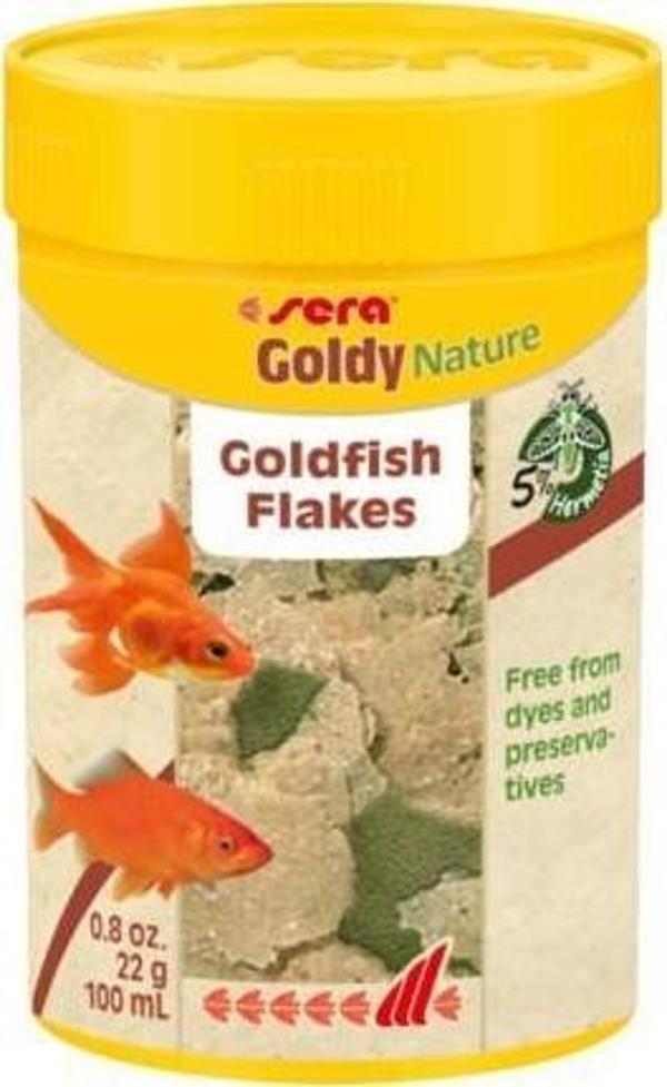 sera goldy nature 100 ml 22 g  Orjinal Kutusunda Bitkisel Pul Balık Yemi - Image 1