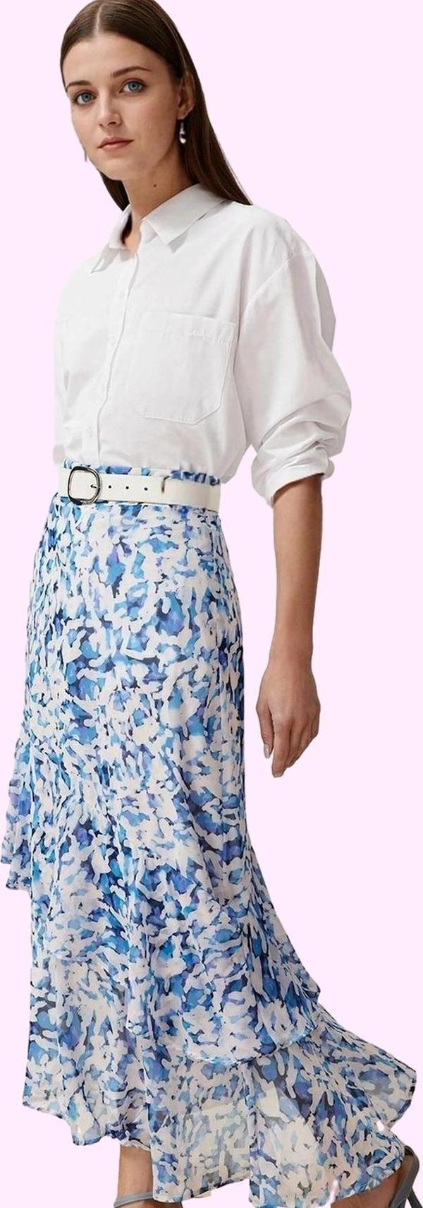 Kadın Maxi Kloş Animal Desenli Etek Astarlı Polyester Günlük Stil Yaz Aylarının Vazgeçilmezi - Image 1