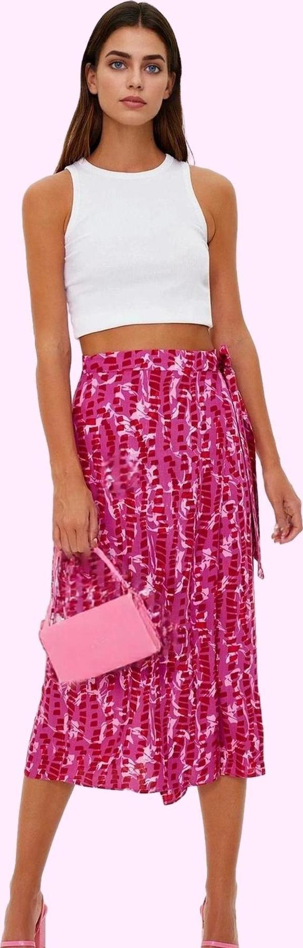 Kadın Midi Boy Çok Çiçek Desenli Etek Sarong Kesim Viskoz Günlük Yaz Aylarının Vazgeçilmezi - Image 1