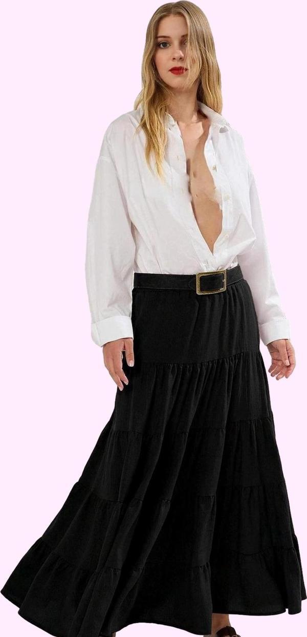 Kadın Maxi Boy A line Dokuma Etek Günlük Casual Tarz Hafta Sonu Yaz Aylarının Vazgeçilmezi - Image 1