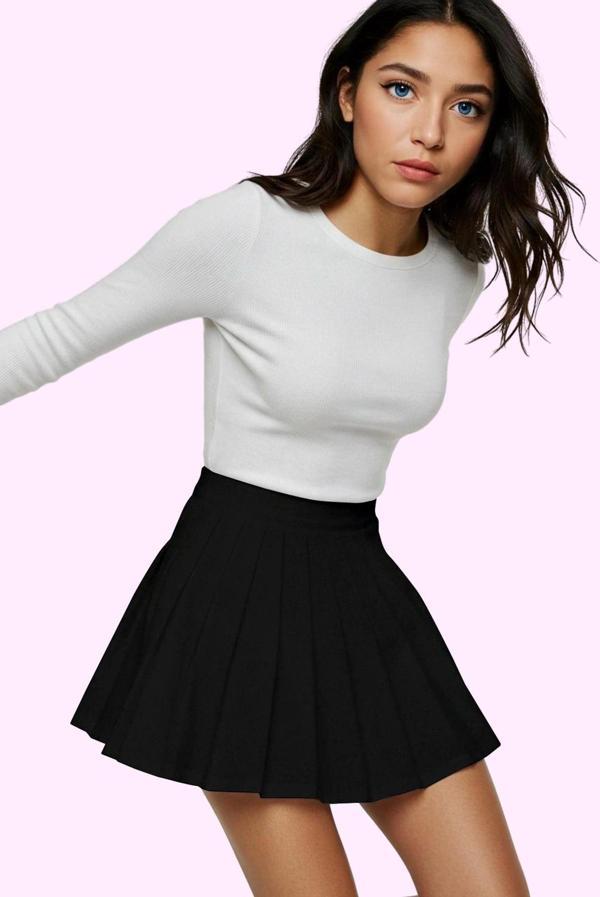 Kadın Pile Detaylı Mini Etek Yüksek Bel Casual Günlük Hafta Sonu Yaz Aylarının Vazgeçilmezi - Image 1