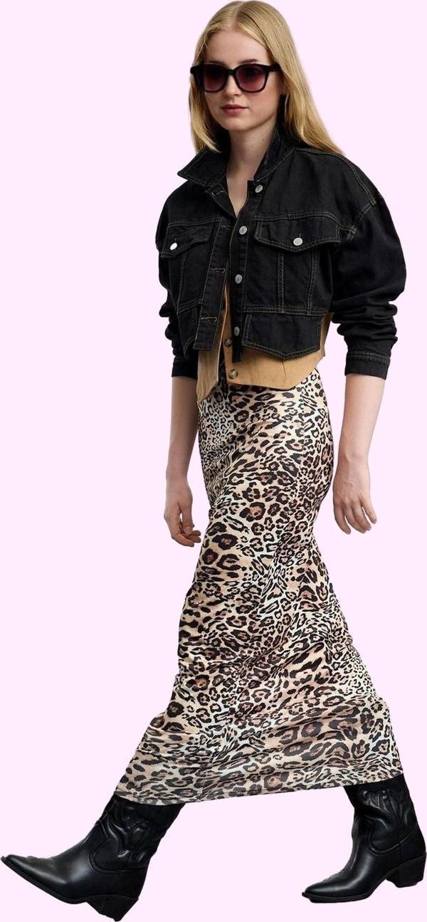 Kadın Maxi Leopar Desenli A line Etek Beli Lastikli Günlük Şıklık Yaz Aylarının Vazgeçilmezi - Image 1