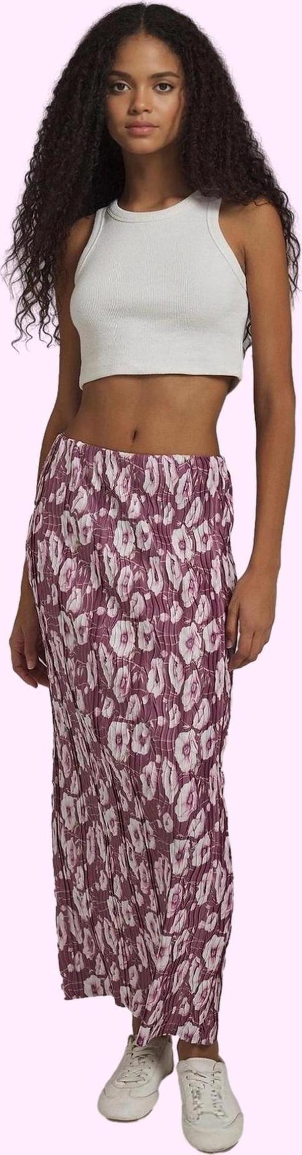 Kadın Maxi Etek Soyut Desenli Pilise Örme Normal Bel Günlük Hafta Sonu Yaz Aylarının Vazgeçilmezi - Image 1