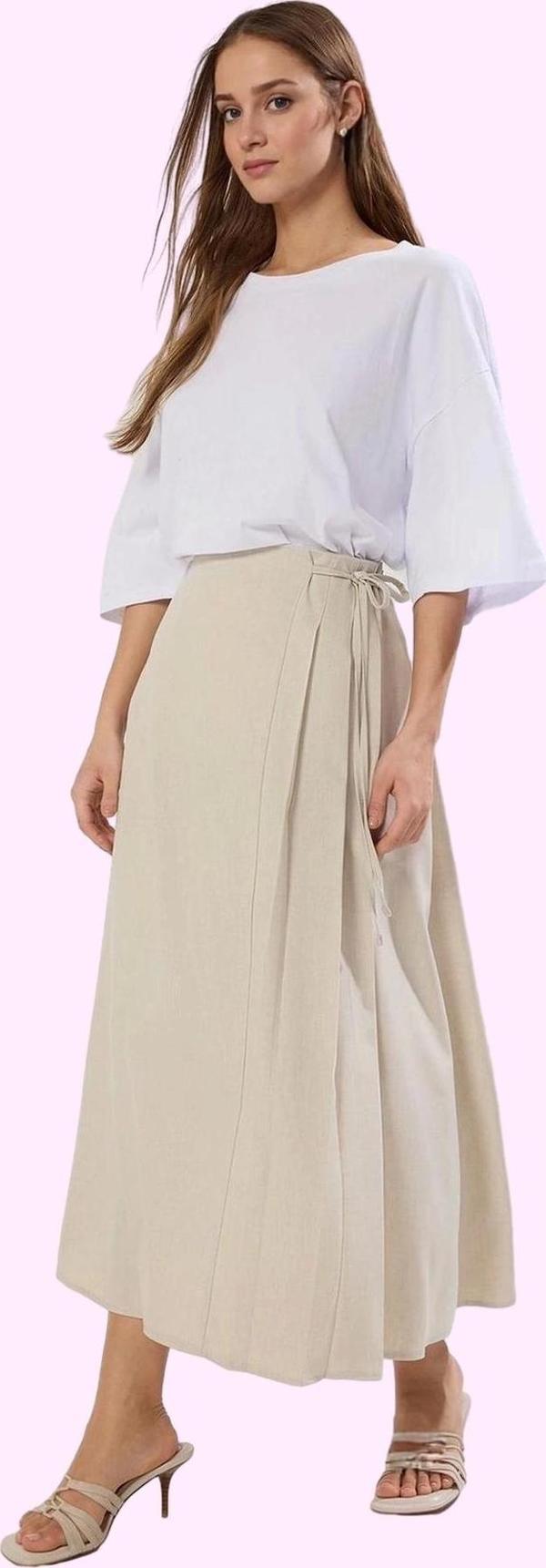 Kadın Maxi Boy A line Dokuma Etek Düz Desen Ramadan Tarzu İş Ve Günlük Modern Tasarım - Image 1