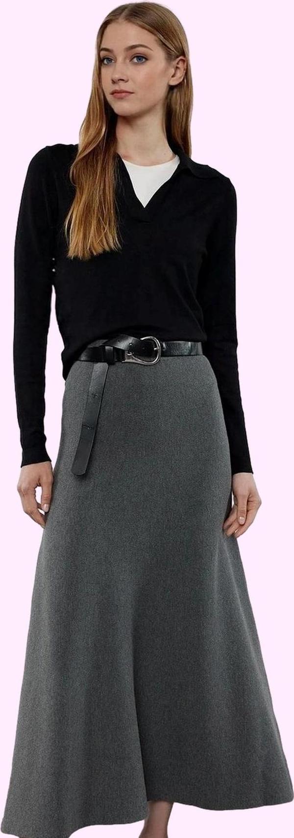 Kadın Maxi Triko Etek A line Kalıp Kemerli Günlük Stil Hafta Sonu Yaz Aylarının Vazgeçilmezi - Image 1
