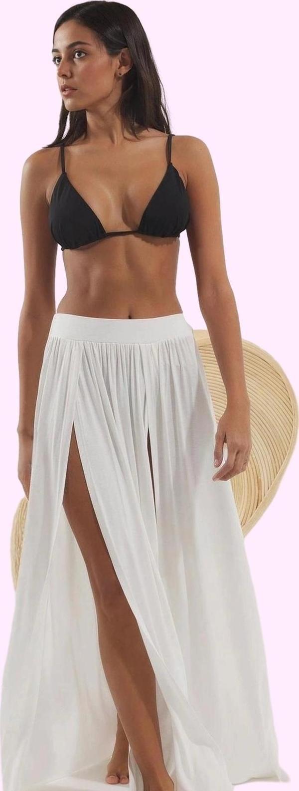Kadın Maxi Örme Yırtmaçlı Plaj Eteği Yaz Aylarının Vazgeçilmezi A line Stilin Buluştuğu Yer - Image 1