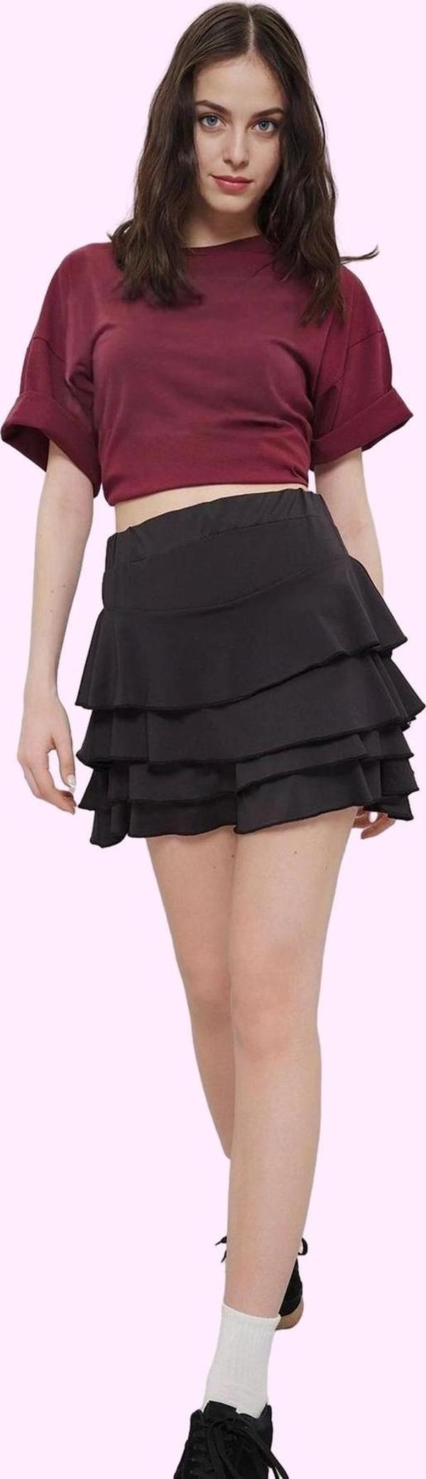 Kadın Çok Leopar Baskılı Mini Etek Eteği Fırfırlı Skater Kalıp Günlük Kullanım Özel Günler - Image 1