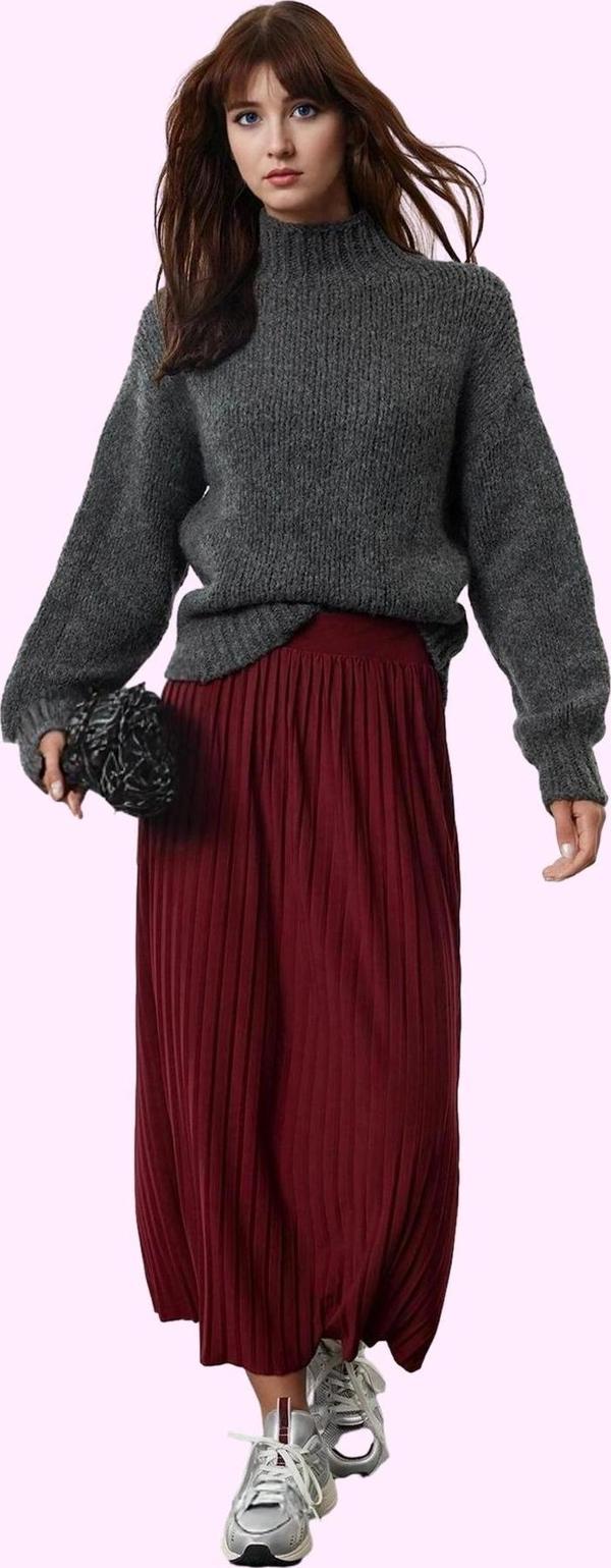 Kadın Maxi Boy Pilise Etek Günlük Stil Rahat Kalıp Esnek Kemersiz Yaz Aylarının Vazgeçilmezi - Image 1