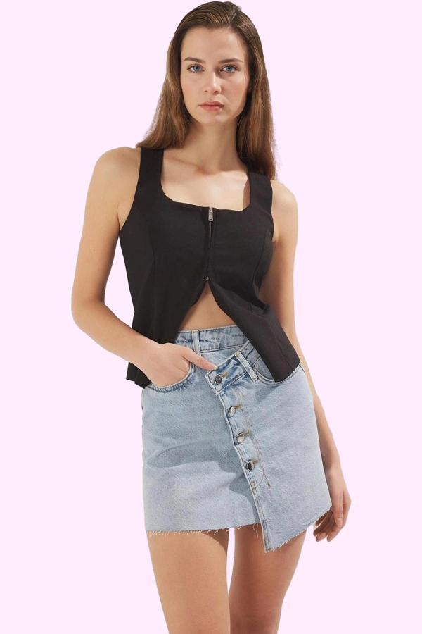 Kadın Denim Mini Etek A line Kalıp Pamuk Günlük Kombinler Hafta Sonu Yaz Aylarının Vazgeçilmezi - Image 1
