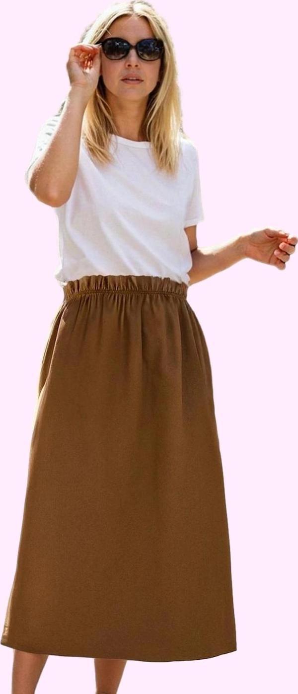 Kadın Midi Boy Kloş Dokuma Etek Yüksek Bel Casual Günlük Hafta Sonu Yaz Aylarının Vazgeçilmezi - Image 1
