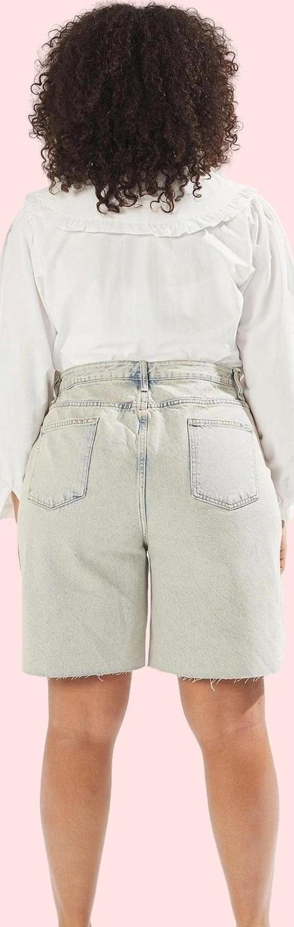 Kadın Denim Şort Geniş Paça Yüksek Bel Kısa Boy Pamuklu Günlük Kombinler Dayanıklı Malzeme - Image 1