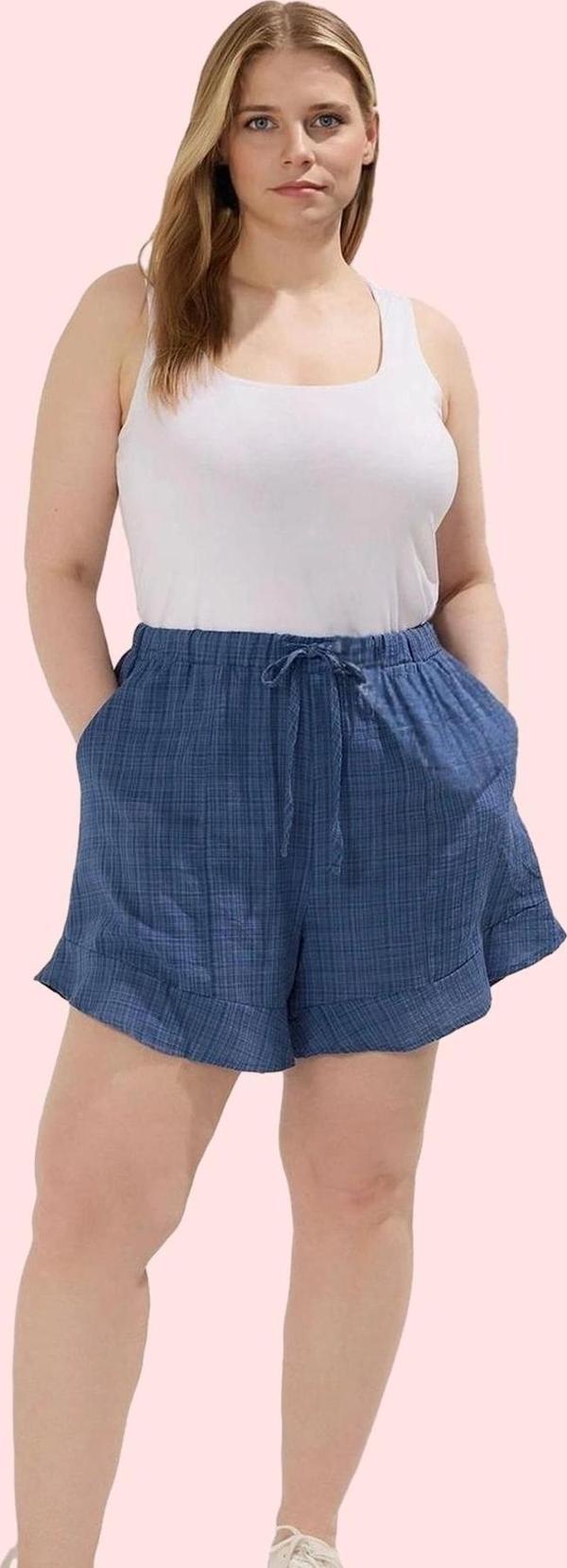 Kadın Geniş Paça Keten Görünümlü Şort Rahat Yaz Günlük Kombinler Hafta Sonu Modern Tasarım - Image 1