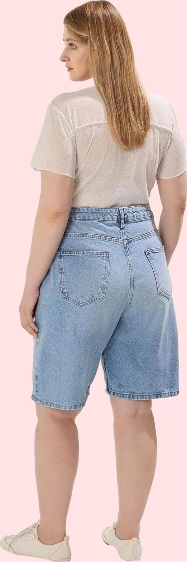 Kadın Denim Şort Yüksek Bel Straight Fit Kısa Boy Pamuklu Günlük Kullanım Kaliteli Malzeme - Image 1